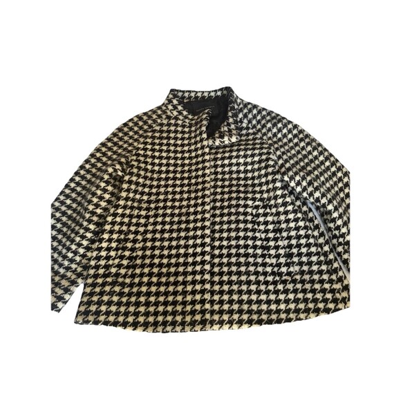 BANANA REPUBLIC  Black/White houndstooth Wool Coat Cape Small - Picture 1 of 16